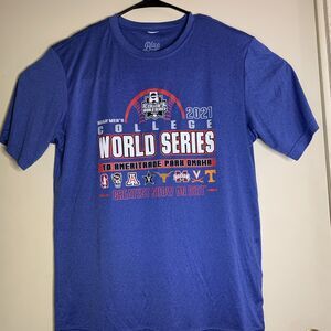 NCAA College World Series 2021 Blue 84 Tee Shirt w/ Complete Bracket Size Medium